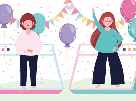 online party, having fun celebration self isolation virtual meeting vector
