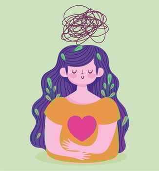 world mental health day, woman suffering from depression vector