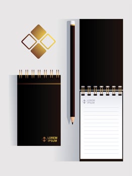 notebooks, corporate identity template on white background vector
