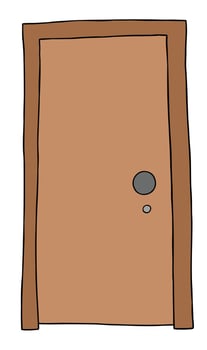 Cartoon Vector Illustration of Wooden Door