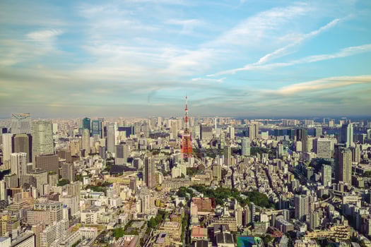 Aerial view of Tokyo in Japan photo