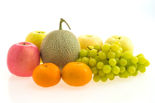 Mixed fruit on white photo