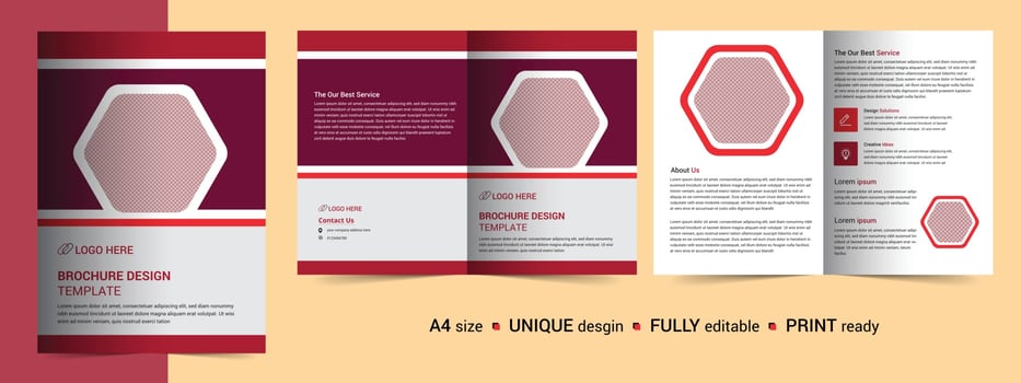 Corporate Bi-fold brochure template, catalog, booklet template and fully editable. vector