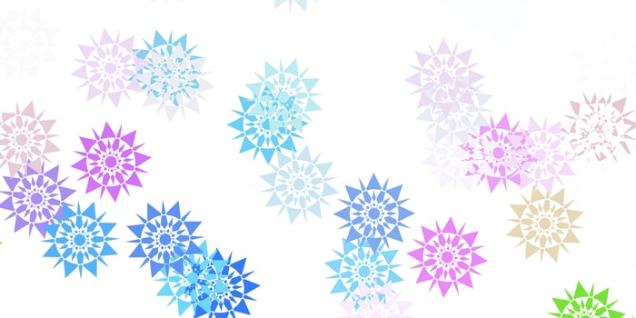 Light blue, red vector layout with beautiful snowflakes.