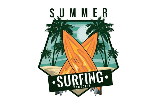 surfing paradise in the summer illustration design vector