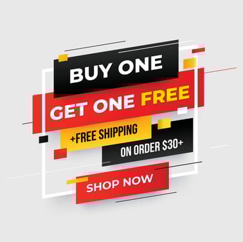 Buy1 Get1 Discount 50 off Banner design. Promo banner graphic design. vector