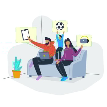 Family shopping online. from laptop illustration concept vector