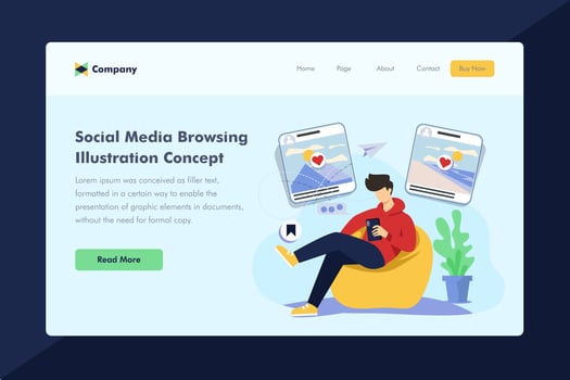 Social media marketing expert website hero section design vector