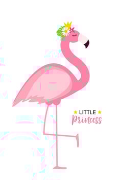 Cute Little Princess Abstract  Background with Pink Flamingo Vector Illustration