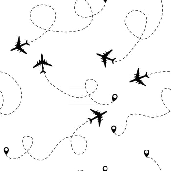 Airplane dotted flight seamless pattern background. Vector Illustration