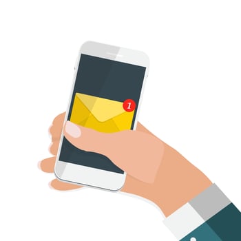 New Email  on the smartphone screen notification concept. Vector illustration