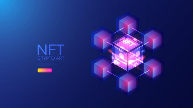 Isometric NFT, future of art vector