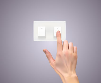 Realistic hand with light switch Vector Illustration