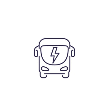electric bus icon, line vector