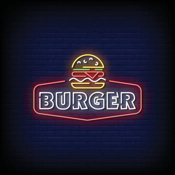 Burger Neon Signs Style Text Vector