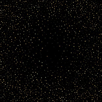 Golden polka dot small confetti on black background vector