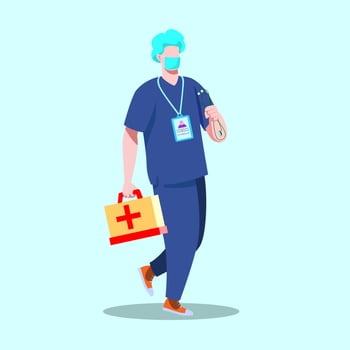 Doctor with medical kits illustration concept vector