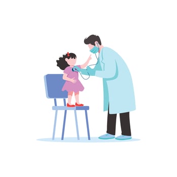 Doctor checking little girls health illustration concept vector