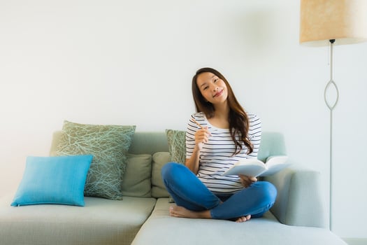 Portrait beautiful young asian women reading book with coffee cup photo