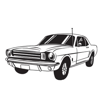 Vintage car classic art black and white vector