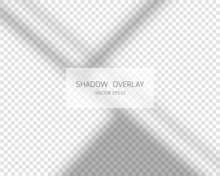 Shadow overlay effect. Natural shadows from window isolated on transparent background. Vector illustration.