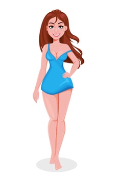 Cute sexy girl wearing nightgown vector