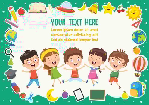 Colorful Template With Cute Children vector