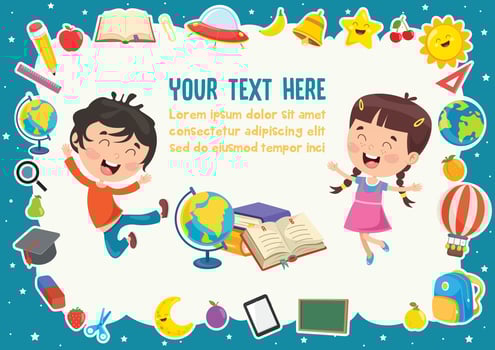 Colorful Template With Cute Children vector
