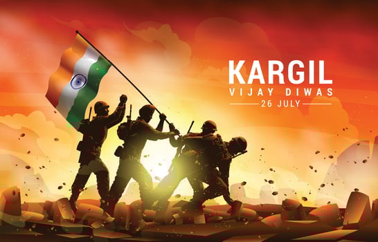 Kargil Vijay Diwas Monument Statue Concept vector