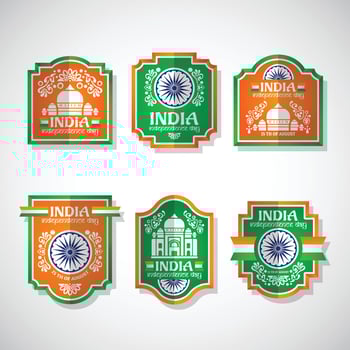 India Independence Day Vintage Badges vector