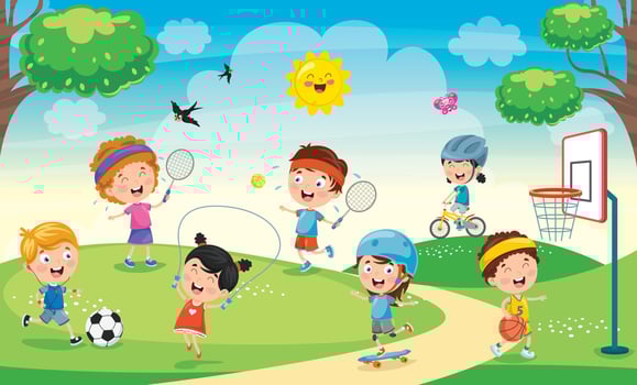 Children Playing In The Park vector