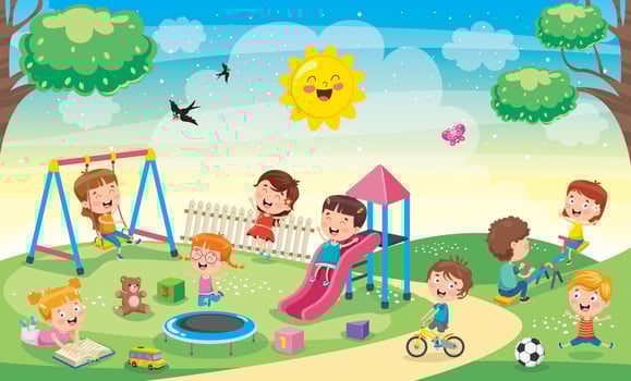 Children Playing In The Park vector