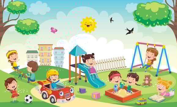 Children Playing In The Park vector
