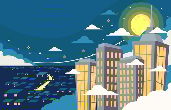 Night Skyscraper Building View vector