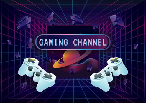 gaming channel room retro room background vector