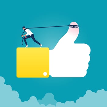 Hard work for positive attitude-Social media marketing concept vector