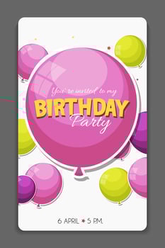 Birthday Party Invitation Card Template Vector Illustration