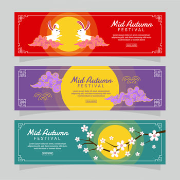 Mid Autumn Festival Banner Collection vector