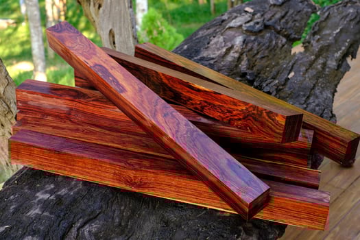 Wood logs of Burmese rosewood, Exotic wooded beautiful pattern photo