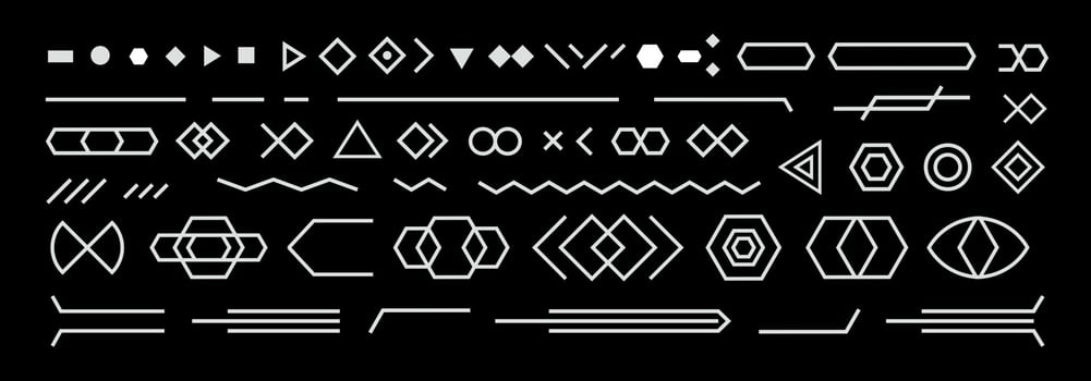 Black and white Neo Memphis geometric design background elements composition set juxtaposed shapes and lines, zig zags, squiggles for flyer, leaflet, banner and poster vector