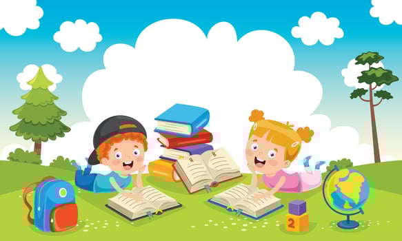 School Kid Reading Book vector