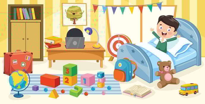 Child Having Fun In A Room vector