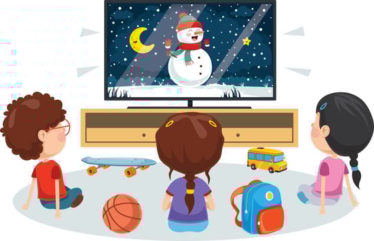 Children Watching Television In A Room vector