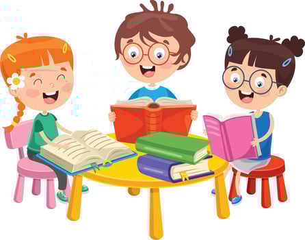 School Kid Reading Book vector