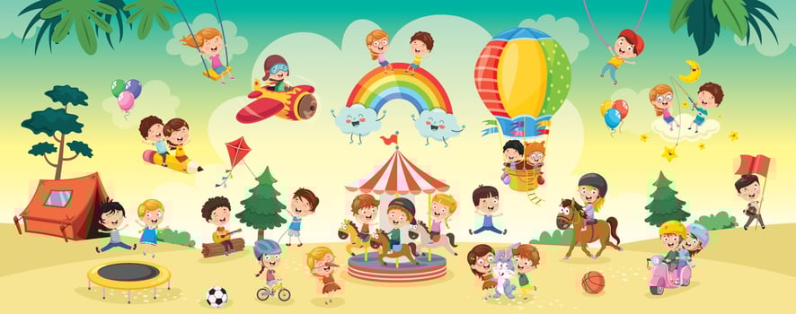 Cartoon Kids Playing Outside vector