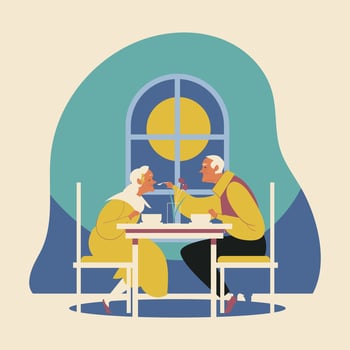 Old Couple Romantic Dinner vector