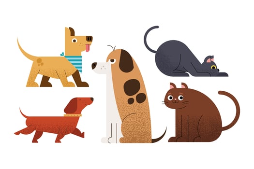 five pets domestics vector