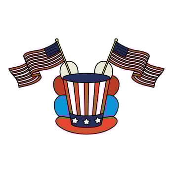 president day hat with usa flags and balloons helium vector