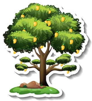 Mango tree sticker on white background vector