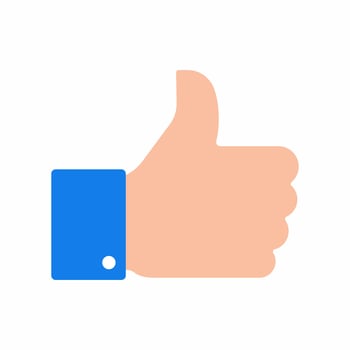 Thumbs up like social icon sign. Hand with thumb big finger up - appreciation symbol from internet. Online message, blogging and other services vector illustration isolated on white background